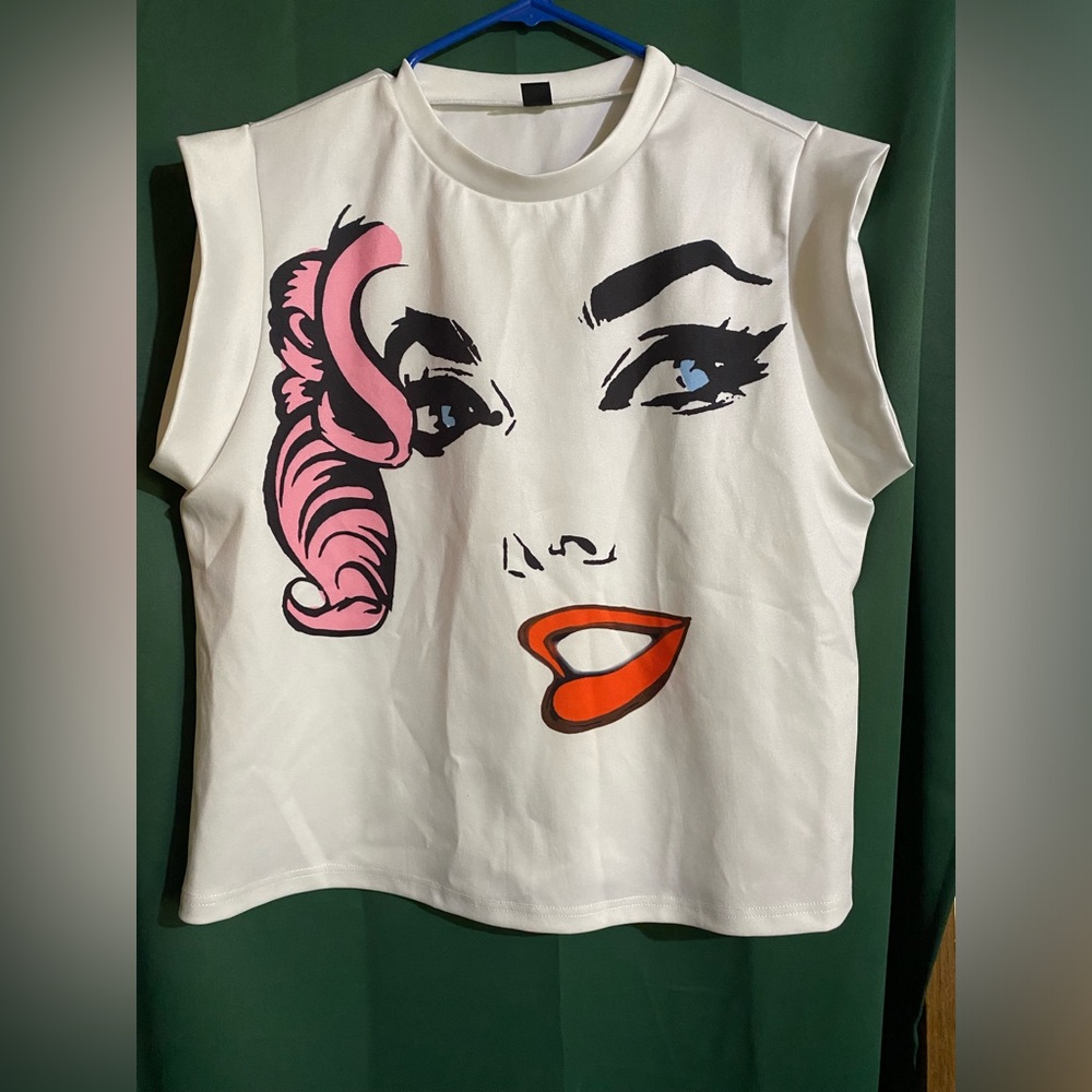 Shein Face Card Sleeveless Top
